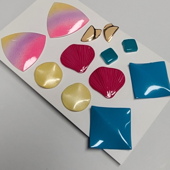 Colorful Geometric Earring Set - Picture 7 of 14